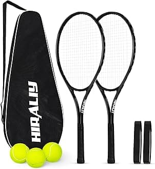 HIRALIY Tennis Rackets 2 Pack for Adults Beginners - 27 Inch Lightweight Aluminum Tennis Racquet Set with 3 Balls & Carry Bag - Vibration Dampening & Large Sweet Spot for Men Women Couples