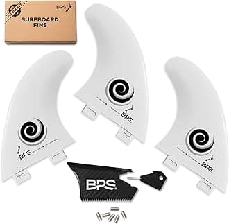 BPS Fiberglass Reinforced Surboard Fins - 3 Thruster Fins Set (FCS G5 M5 Style) Future Fins, Comes with FCS Screws and Hex Key