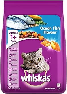 Whiskas Adult (+1 year) Dry Cat Food, Ocean Fish Flavour, 7kg Pack