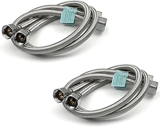 2 Pairs of 1/2" x 1/2" (Female to Female) BSP (600mm) Kitchen Basin Monobloc Mixer Tap Connector Flexible Hose Pipes Tail