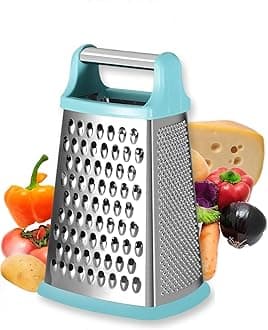 Multifunctional Stainless Steel Grater Slicer with Handle, Large 4 Sides Cutter for Ginger, Garlic, Cucumbers, Carrots, Cheese, Potato，Dishwasher Safe （ Mint）