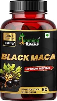 Humming Herbs Black Maca Supplement with L-Arginine – 1100mg 2-in-1 Formula for Energy, Mood & Stress, Stamina Support – Natural Nutraceutical Supplement