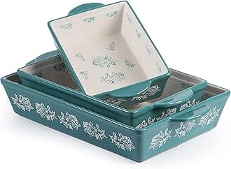 Wisenvoy Baking Dish Ceramic Lasagna Pan Casserole Dish 3-Piece Bakeware Sets Baking Dishes Baking Set Baking Dish Set
