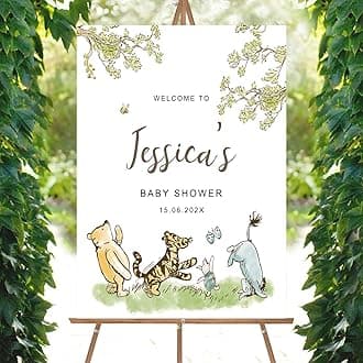 Personalized Bear Pooh Baby Shower Sign, Unique Custom Baby Shower Welcome Yard Sign Party Decorations Plastic with H Stakes, Double Sided, Full Size2