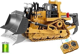 9-Channel Metal RC Bulldozer - Realistic Remote Control Kids Construction Play Toys with Lights and Sound, Track Type Tractor Toys for 3+ Boys, Perfect 2024 Kids Birthday Gift for Ages 3-12+