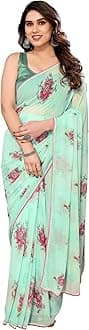 DIVUS Ready to wear Pre draped Prestitched one min readymade Designer Parywear saree with Unstitch Blouse (Ferozi)