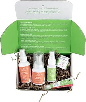 A Little Something for Baby Gift Box |Safe Skin Care Set Newborn Essentials for Baby Shower- Diaper Balm, Face Balm, Calendula Baby Oil, Baby Wash, Baby Lotion, 5 Pieces