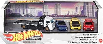 Hot Wheels Premium Collect Display Sets with 3 1:64 Scale Die-Cast Cars & 1 Team Transport Vehicle, Collectors’ Favorites, 2 Sets in The Assortment for Collectors of All Ages
