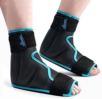 NEWGO Ice Pack Foot Ankle Ice Pack Wrap for Plantar Fasciitis, Foot Surgery Recovery, Hot Cold Therapy Ice Boot for Bunions, Ankle Injury, Swelling, Burning Feet - 2 Pack Black