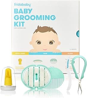Grooming Kit | Baby Essentials Gift Set Includes Finger Brush with Storage Stand, Hair Brush with Case, Styling Hair Comb, Easy Grip Nail Scissors with Nail File and Case