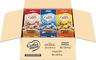Nestle Coffee mate Creamer Singles Variety Pack, Original, French Vanilla, Hazelnut, Non Dairy, No Refrigeration, 150 Count (Pack of 3)