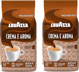 Crema e Aroma Whole Bean Coffee, Medium Roast, Arabica and Robusta Blend, 2.2 lb Bag (Pack of 2)