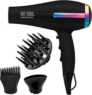HOT TOOLS Professional Ceramic Rainbow Hair Dryer - Fast Drying Blow Dryer with Quiet Operation and Ion Technology for Long-Lasting and Shinier Hair - 1875 Watts