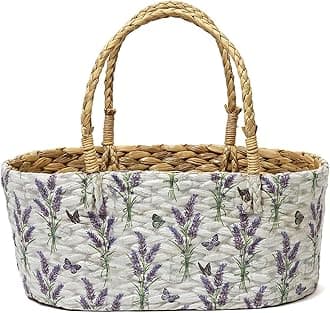 Habere India-All the Cultures Fabricating India Wicker Hamper Basket | Bamboo Basket | Cane Gift Hamper Baskets | Seagrass Shelf Organiser | Decorative Fruit Baskets (Design 15; L33 x W19 x H15 cm)