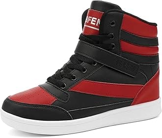 Womens High Top Sneakers with Hidden Wedge Heel Ankle Support 2 Inch Height Increase 80s Retro Casual Boots