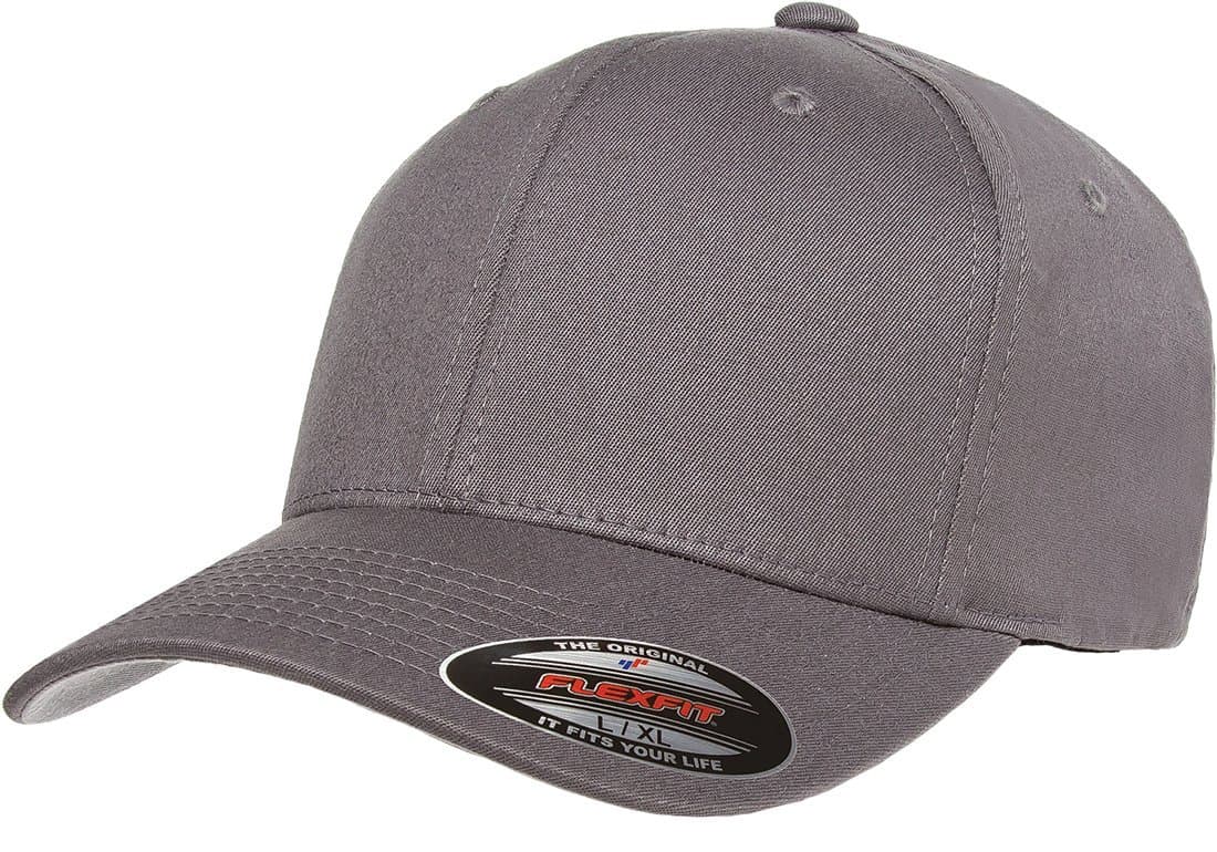 Unisex Cotton Twill Fitted Baseball Cap, Grey, Small-Medium