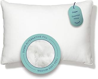 Sleep Essential Pillow 2-Pack, Standard Size – Medium Soft Feel, Down-Alternative Fill, Supports Side, Back & Stomach Sleepers