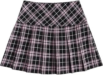 Pleated Skirts for Women Y2k Mini Skirt High Waist A-Line Uniform Skorts Plaid Cheer Skort
