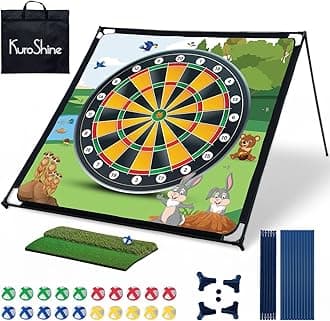 Battle Golf Chipping Mat - 37pcs Sticky Golf Pro Practice Set for Indoor/Outdoor, Adults & Kids with Sticks, Chips & Stand