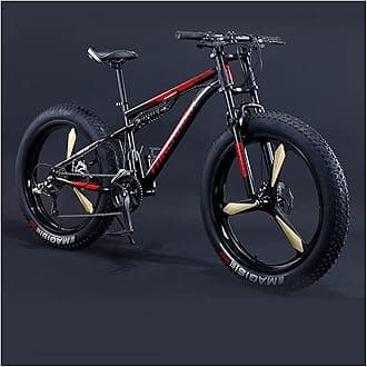 REOTEL Mountain Bikes Men 26 Inch Adult Fat Tyre Mountain Bike with Full Suspension, High-carbon Steel Large Frame Dual Disc Brake Giant Bicycle