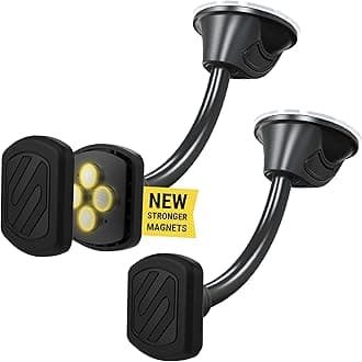Scosche MXWDL Magnetic Cell Phone Holders for Your Car Dash/Windshield, Suction Cup Phone Holder Car Mount with Extra Strong Magnet, Thick Metal Plate Compatible with iPhone, Samsung and More, 2 Pack