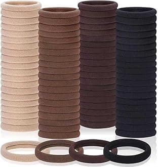 150 Pcs Elastic Hair Ties No Damage for Thick, Ponytail Holders, Elastics, Soft Pony Tails Hair Bands for Women, 4 Neutral Colors