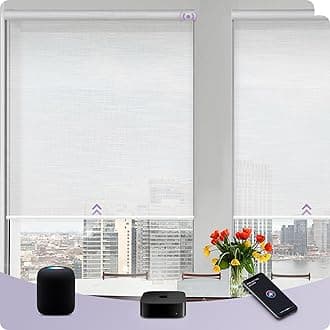 Graywind HomeKit Light Filtering Shades Eve Powered Siri Voice Control Home App Rechargeable Smart Blinds with Valance Custom Size (Mixwave White)