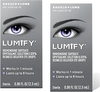 LUMIFY Redness Reliever Eye Drops, for Whiter & Brighter Looking Eyes, 0.08 Fl Oz ((Pack of 2))