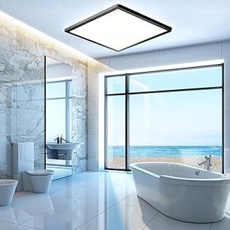 MLOQI 36W LED Bathroom Ceiling Lights, IP44 Waterproof, 5000K Daylight White, LED Ceiling Light for Office Kitchen Hallway Living Room (Black Edge)