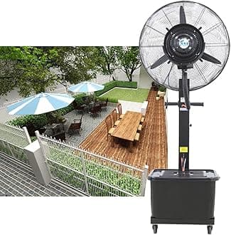 Misting Fan Outdoor Commercial Oscillating Pedestal Fan with Mist for Patio, Outside Restaurant, Garage, Gym, Factory Workshop, 3 Cooling Speeds