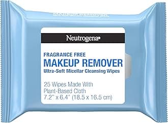 Fragrance-Free Makeup Remover Wipes, Daily Ultra-Soft Micellar Cleansing Wipes Gently Remove Oil & Waterproof Makeup, Hypoallergenic, Made with Plant-Based Cloth, 25 ct