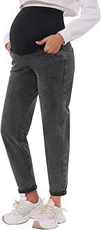 POSHGLAM Women's Maternity Jeans Over Belly Comfy Stretch Boyfriend Jeans Loose Pregnancy Pants, S-XXL
