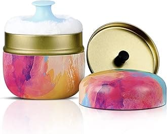 Body Powder Case with Powder Puff Powder Container Tea Canister for Baby and Adult Body Talcum Powder Tea Box (Rainbow)
