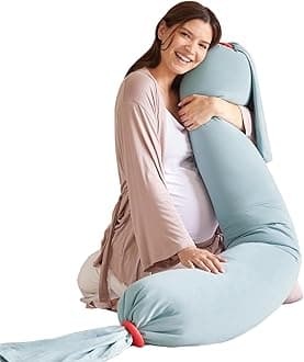 Adjustable Pregnancy Pillow – Full Body Support for Side Sleeping - Adjustable Firmness and Shape - Supports Back, Legs, Belly, Hips for Pregnant Women - Removable Cover - Eucalyptus