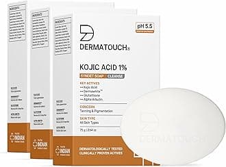 DERMATOUCH Kojic Acid 1% Soap with Glutathione | For Pigmentation & Sun damage | Soap for Men & Women | Suitable for All Skin Types | 75g x 3