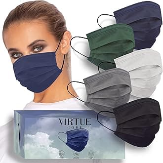 VIRTUE CODE Seamless Essentials Face Masks - Soft 3 Ply Comfort 50 Disposable Face Masks