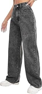 High Waist Jeans for Women – Wide Leg Straight Fit Denim | Baggy Cargo Style Casual Pants for Girls & Daily College Wear