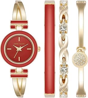 Women's Bangle Watch and Premium Crystal Accented Bracelet Set
