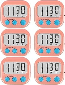 6 Pack Kitchen Timers Loud Ring Digital Timers for Cooking Magnetic Pink