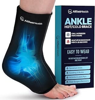 Ankle Ice Pack Wrap for Swelling - Hot/Cold Therapy Ice Wrap for Foot Pain Relief, Heel Pain Relief, Plantar Fasciitis, Achilles Tendonitis Relief, Sprained Ankle Compression, Large