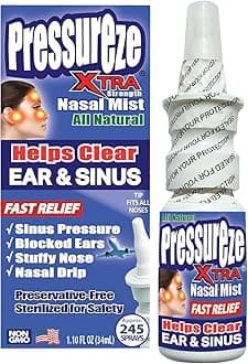 Xtra - Natural- Preservative Free - Sterile Nasal Spray - for Severe Sinus Congestion Relief - Opens Blocked Ear Canals, Snoring - 245 Sprays, 34 ml (Pack of 1)