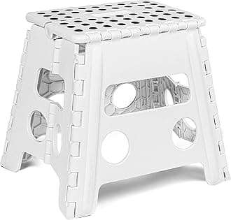 Utopia Home Folding Step Stool - (Pack of 1) Foot Stool with 13 Inch Height - Holds Up to 300 lbs - Lightweight Plastic Foldable Step Stool for Kids, Kitchen, Bathroom & Living Room (White)
