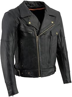 Milwaukee Leather Men's Premium Classic Black Leather Motorcycle MC Style Rider Jacket