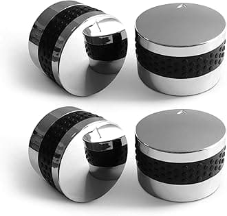 Unicook Grill Control Knob 4 Pack, Gas Burner Replacement, Chrome Plated Plastic with Nonslip Grip, Fits BBQ Gas Grills with D Shaped Valve Stem, Including 4 Knobs and 12 Adaptors