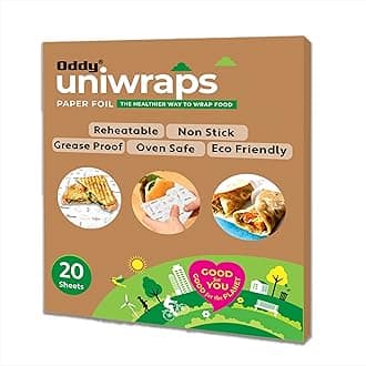 Oddy Uniwraps Food Wrapping Paper Sheets | Wrap Roti, Parantha, Sandwich, Burger & More! Keep Food Safe & Fresh | 10x12 Inches, Pack of 20 Sheets, WSE-20