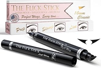 The Flick Stick Winged Eyeliner Stamp For Quick and Easy Cat Eye Makeup, SmudgeProof & Waterpoof Eye Liner Cat Eye Stencil Makeup Tool, Wingliner, Liquid Eyeliner Pens (10mm Classic, Midnight Black)