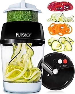 Spiralizer for Vegetables - Vegetable Slicer - Zucchini Courgette Spiralizer Zoodles Noodles Spaghetti Maker - Veggie Veg Carrot Cucumber Slicer Spiral Cutter - Kitchen Tools & Gadgets (4-in-1)