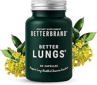 BetterLungs Lung Support Supplement with NAC, Mullein Leaf for Smokers, Respiratory Health Formula with Elderberry, Vitamin D, Ginseng, Reishi Mushroom - 60 Capsules - Pack of 1
