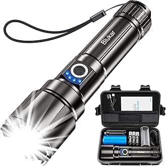 Blukar Flashlight Rechargeable, Super Bright Flashlights - Zoomable, 5 Light Modes, IP67 Waterproof, Powerful Long Lasting Handheld Flash Light for Emergencies-Space Gray