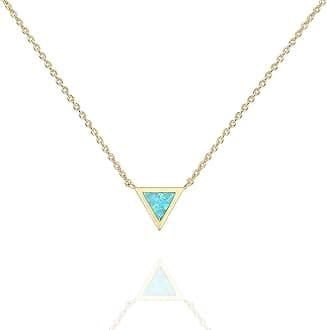 PAVOI14K Gold Plated Thin Bar Green/White Created Opal Necklace Pendant 16-18"